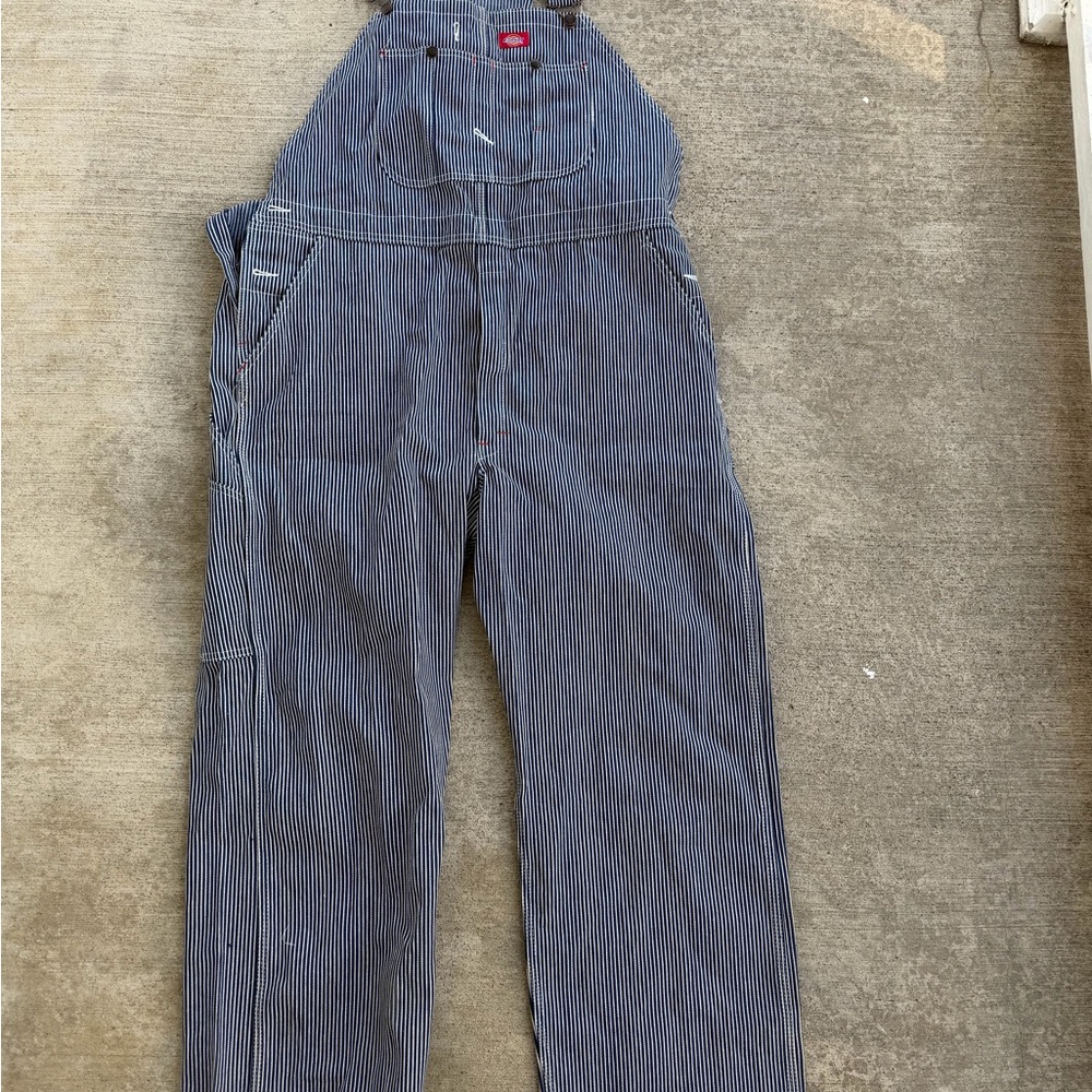 Dickies Bib Overalls Men's 44 X 30 Hickory Striped Workwear Tool Pockets NWT